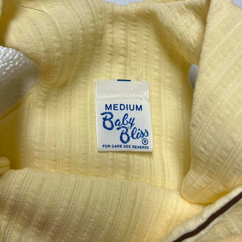 Vintage Yellow Ribbed Baby Romper with Fawn - Picture 2 of 4